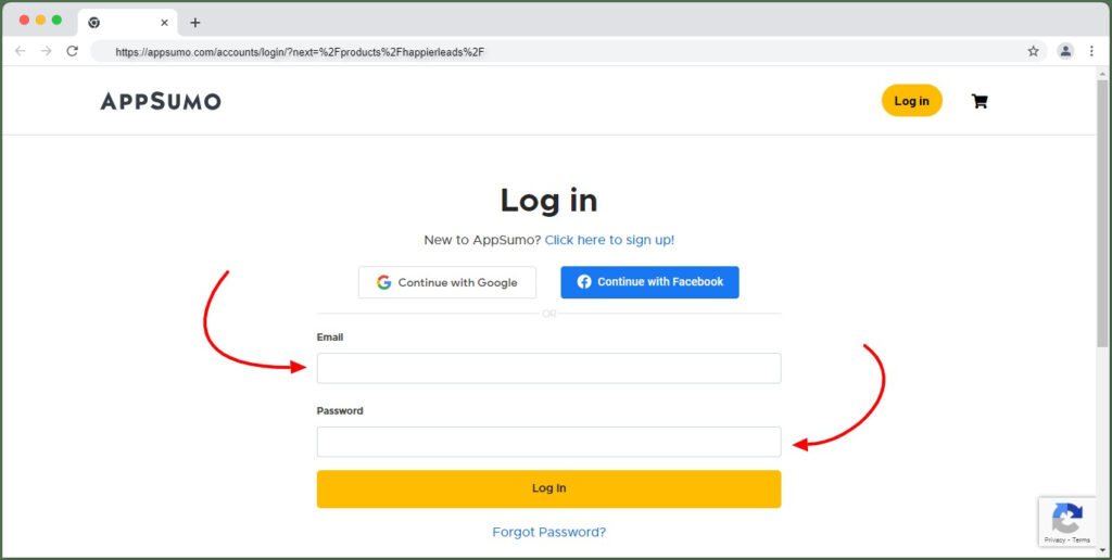 AppSumo Login ID and Password option